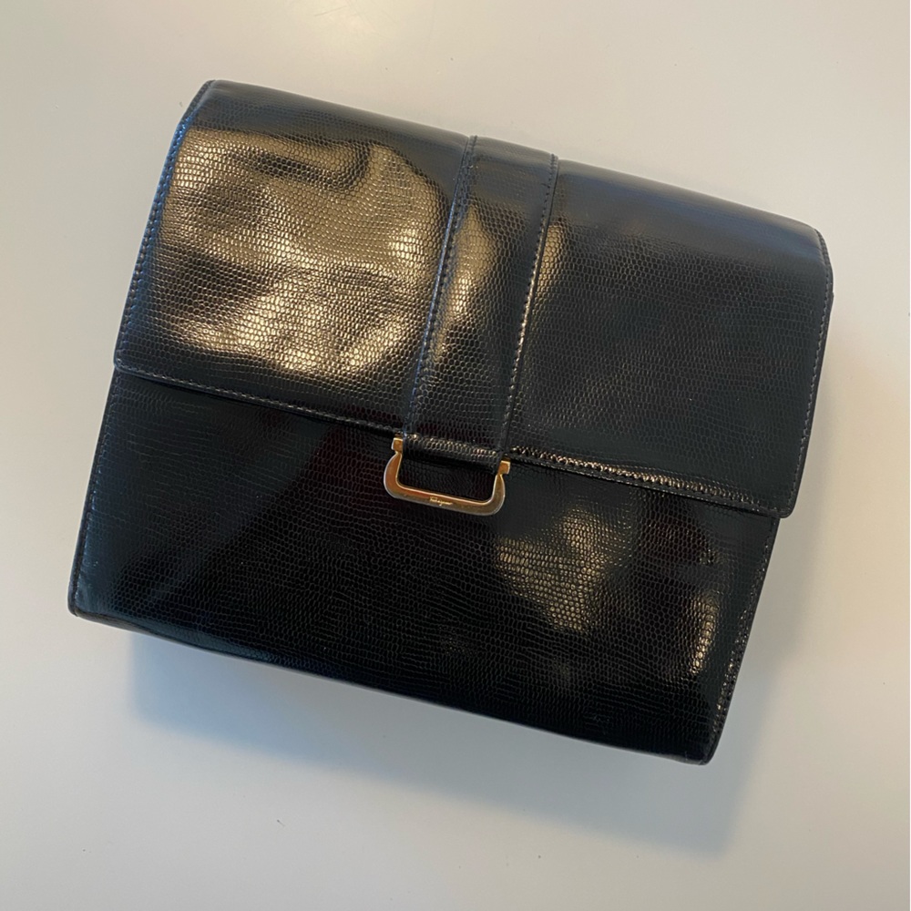 Vintage Black Salvatore Ferragamo Crossbody Bag with Gold-Toned Hardware